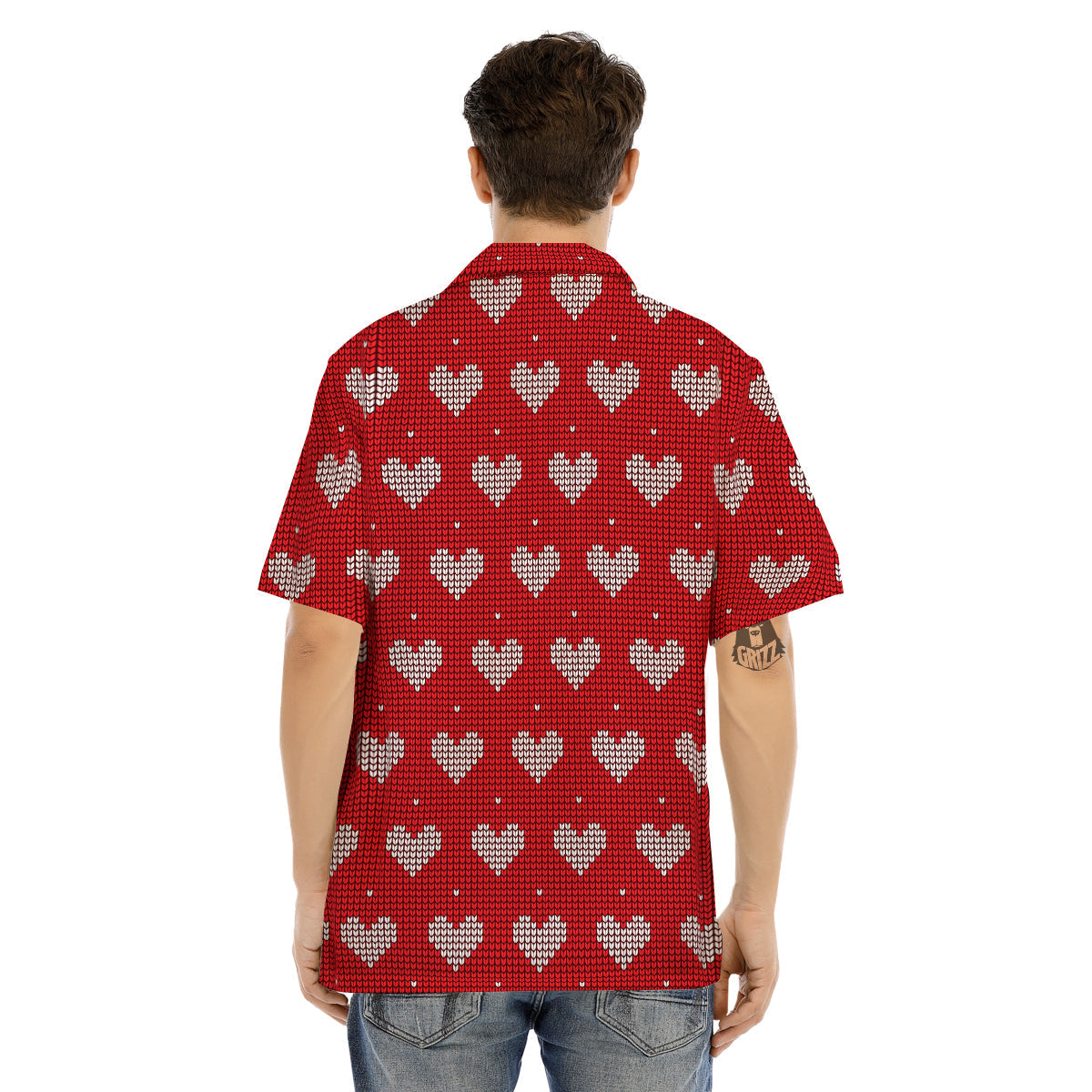 Knitted Valentine's Day Print Pattern Men's Hawaiian Shirt-grizzshop