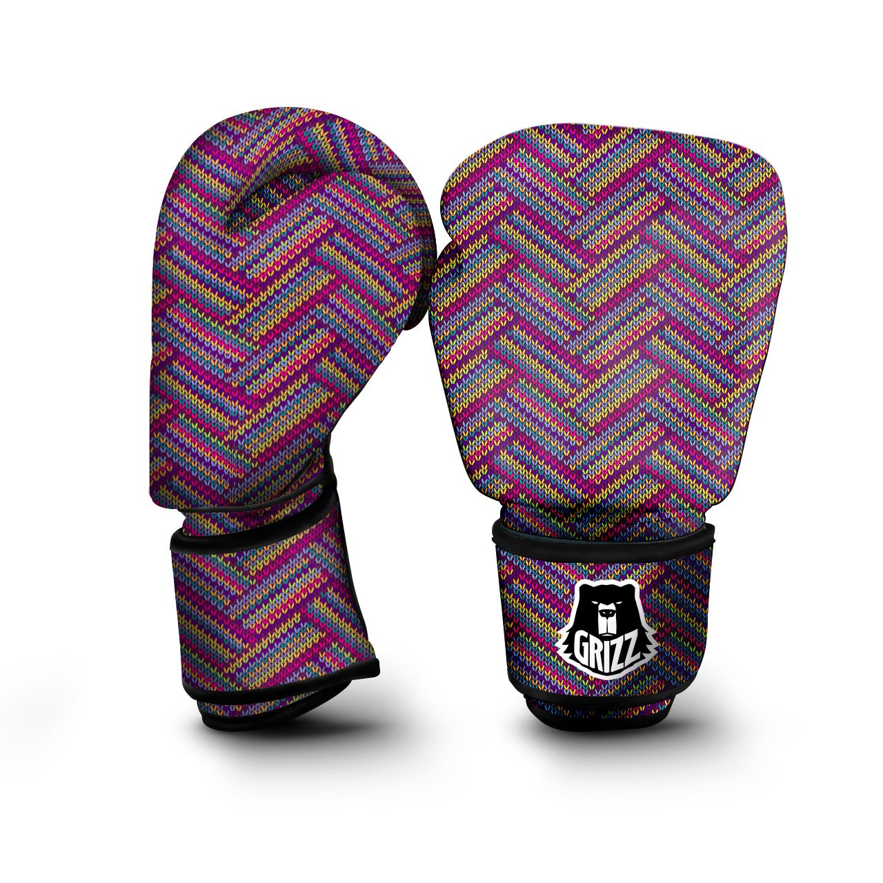 Knitted Vintage Print Pattern Boxing Gloves-grizzshop