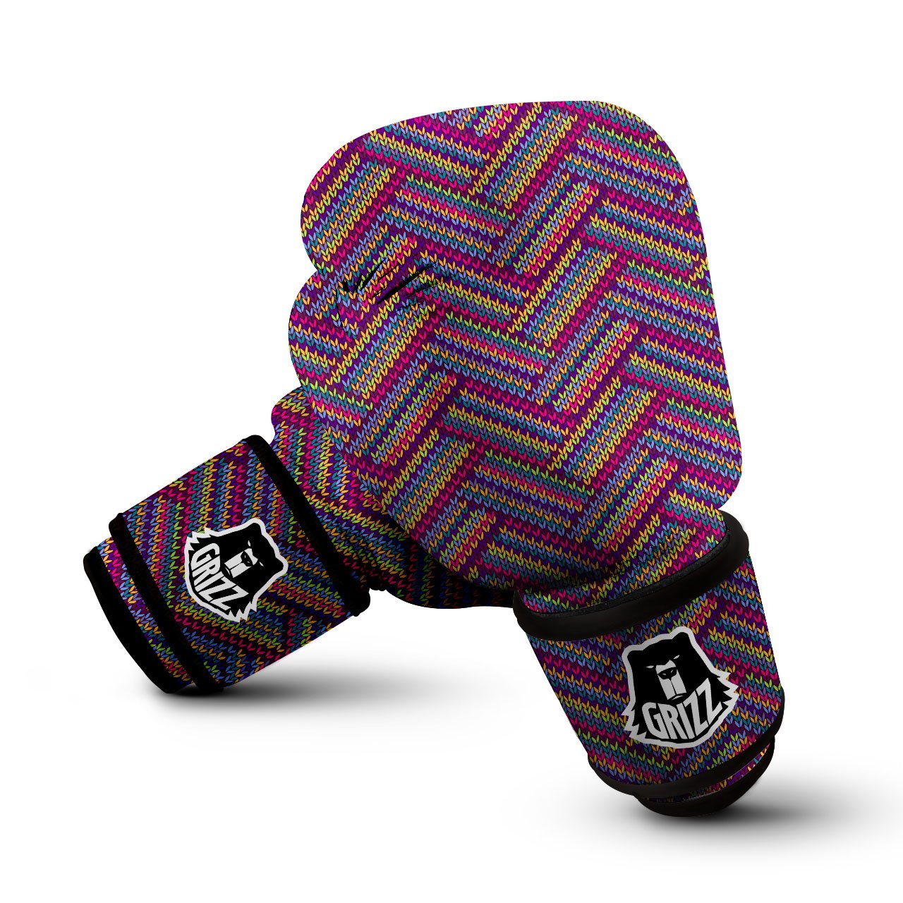 Knitted Vintage Print Pattern Boxing Gloves-grizzshop