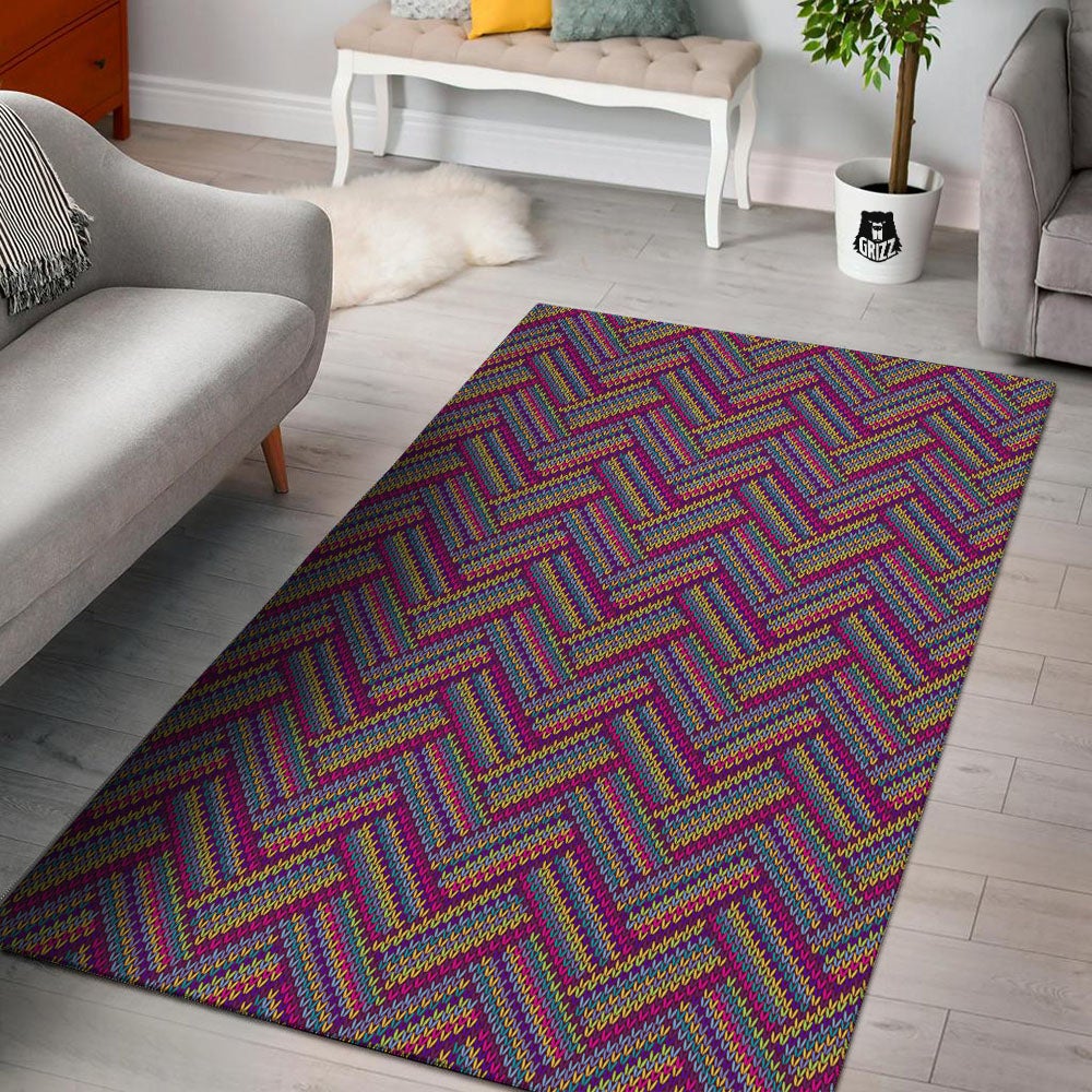 Knitted Vintage Print Pattern Floor Mat-grizzshop