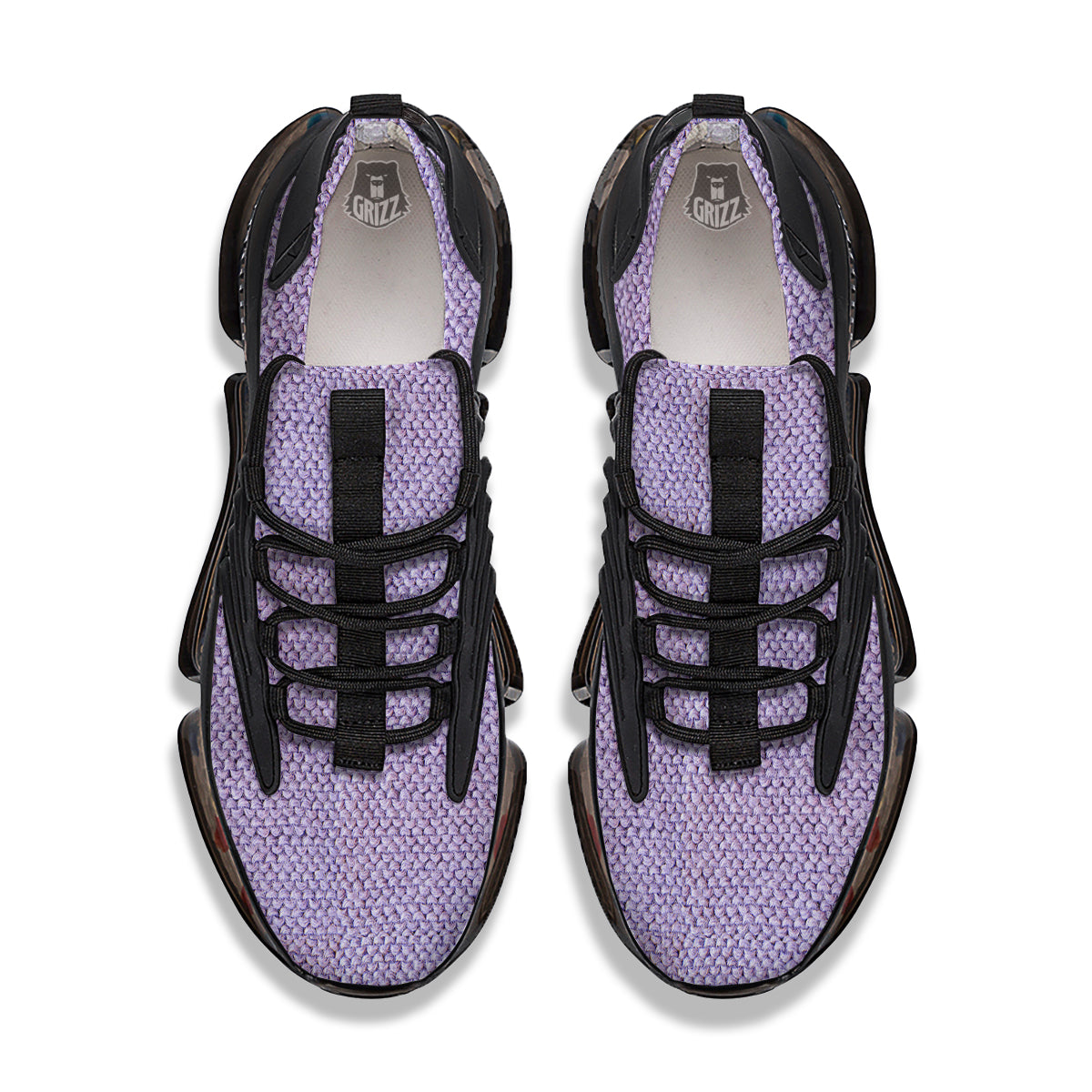 Knitted Violet Print Pattern Black Gym Shoes-grizzshop