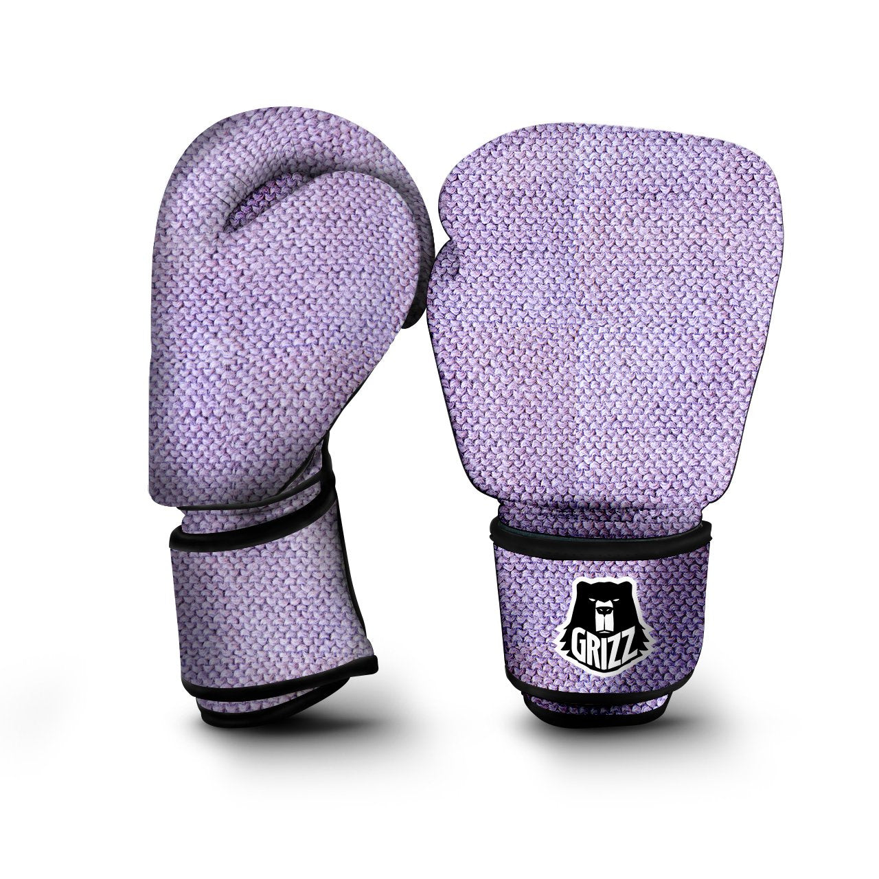 Knitted Violet Print Pattern Boxing Gloves-grizzshop