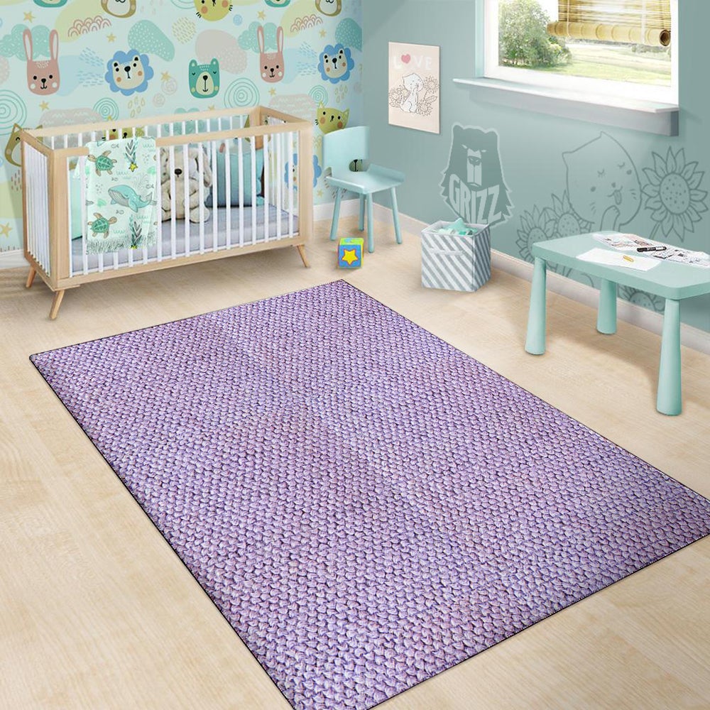 Knitted Violet Print Pattern Floor Mat-grizzshop
