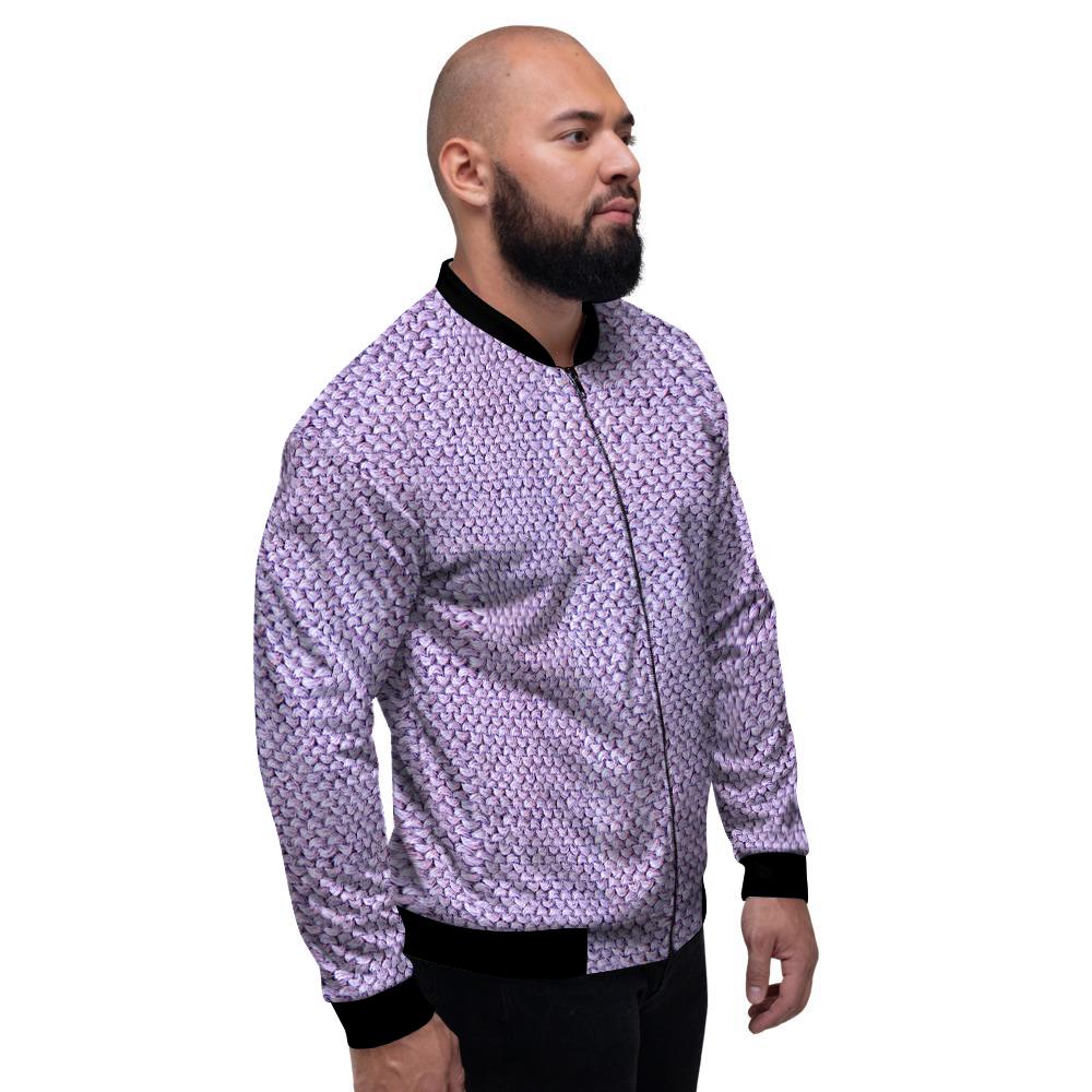 Knitted Violet Print Pattern Men's Bomber Jacket-grizzshop