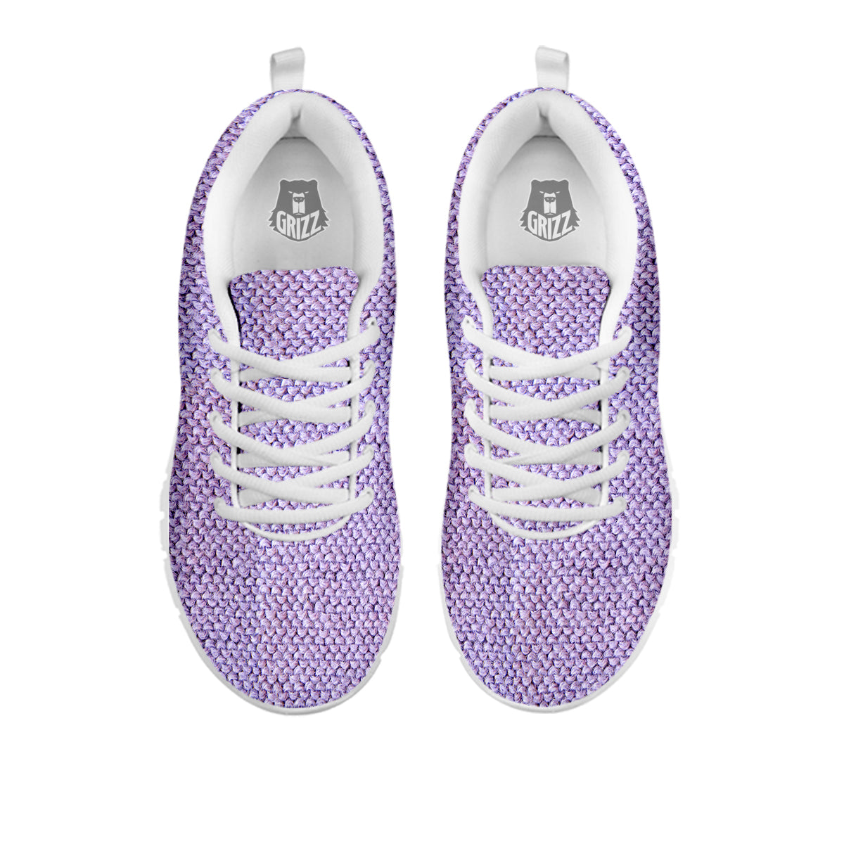 Knitted Violet Print Pattern White Sneaker-grizzshop