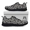 Knitted White And Black Print Pattern Black Sneaker-grizzshop