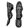 Knitted White And Black Print Pattern Muay Thai Shin Guards-grizzshop