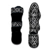 Knitted White And Black Print Pattern Muay Thai Shin Guards-grizzshop