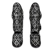 Knitted White And Black Print Pattern Muay Thai Shin Guards-grizzshop