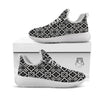 Knitted White And Black Print Pattern White Athletic Shoes-grizzshop