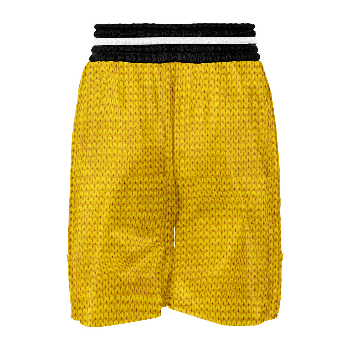 Knitted Yellow Print Pattern Boxing Shorts-grizzshop
