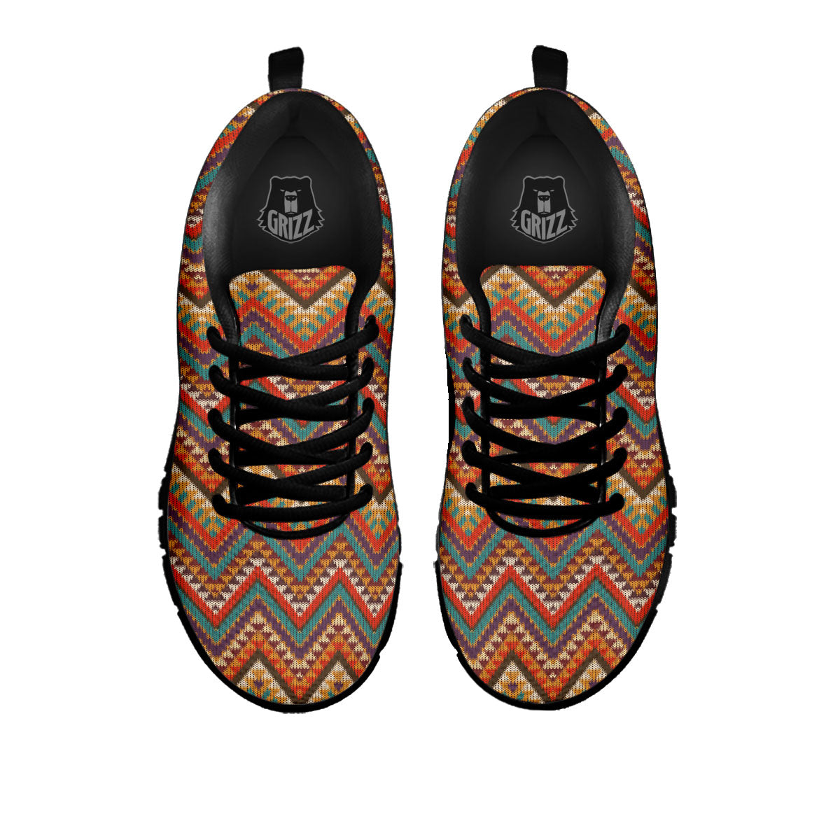 Knitted Zigzag Print Pattern Black Sneaker-grizzshop