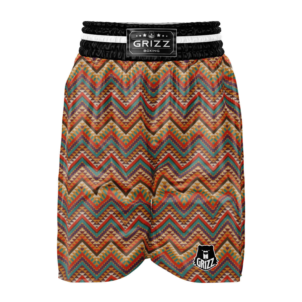 Knitted Zigzag Print Pattern Boxing Shorts-grizzshop