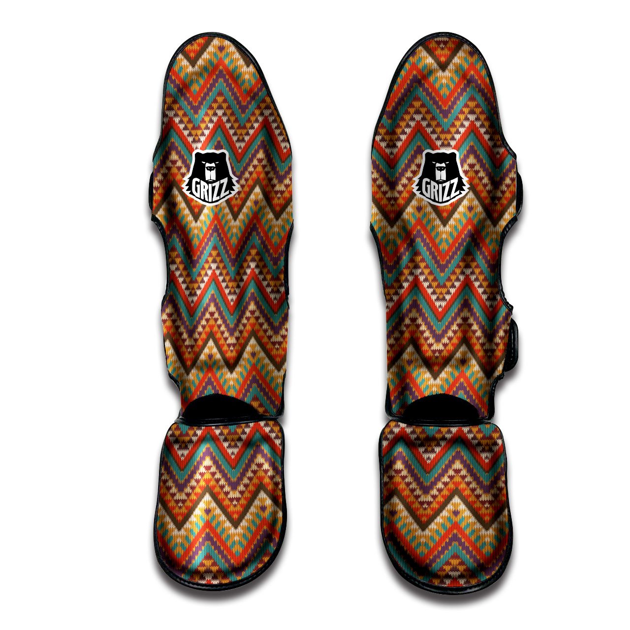 Knitted Zigzag Print Pattern Muay Thai Shin Guards-grizzshop