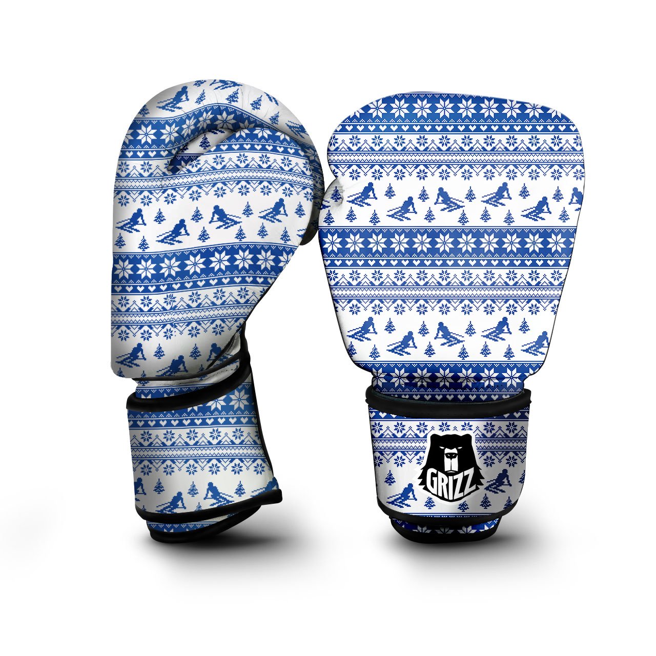 Knitting Winter Ski Print Pattern Boxing Gloves-grizzshop