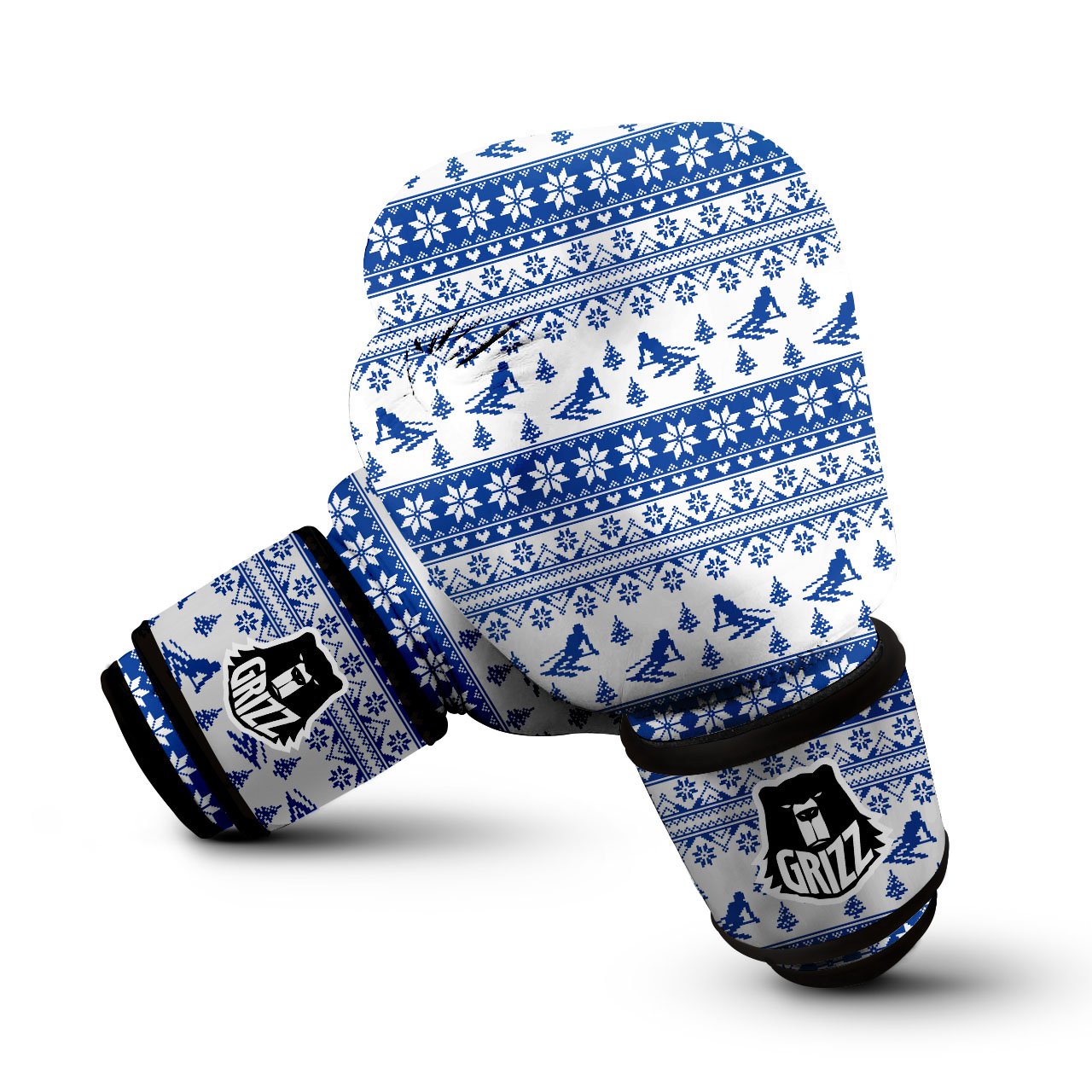 Knitting Winter Ski Print Pattern Boxing Gloves-grizzshop