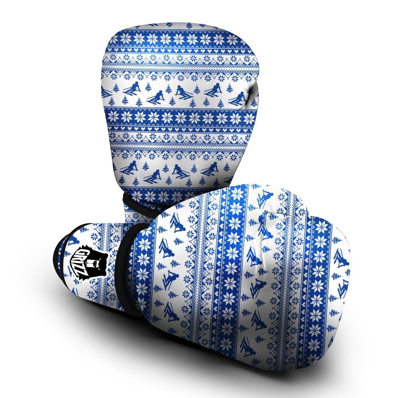 Knitting Winter Ski Print Pattern Boxing Gloves-grizzshop