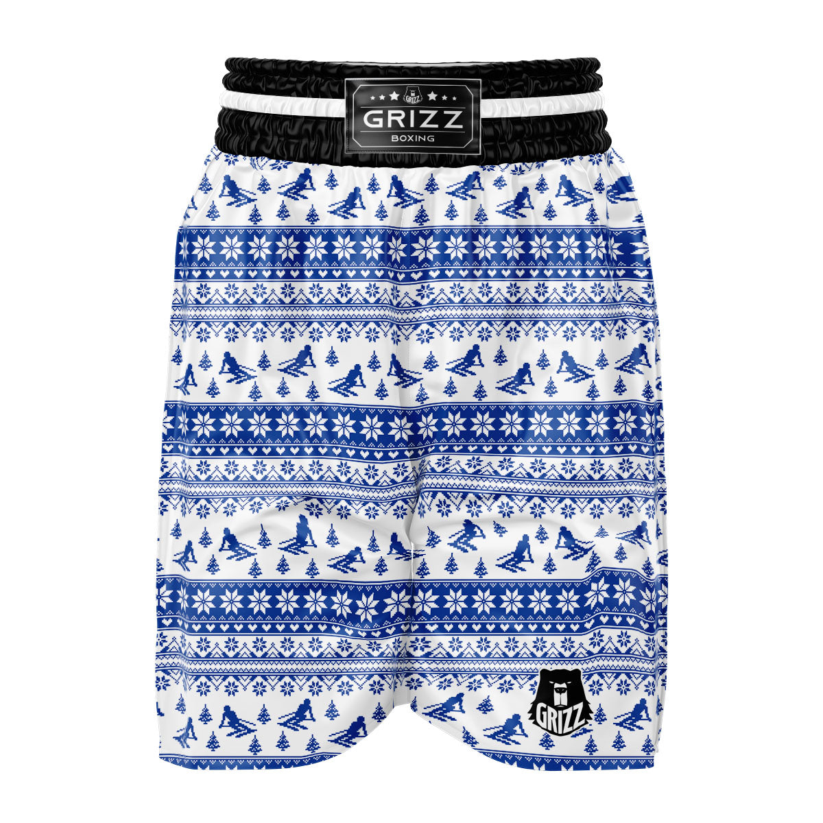 Knitting Winter Ski Print Pattern Boxing Shorts-grizzshop