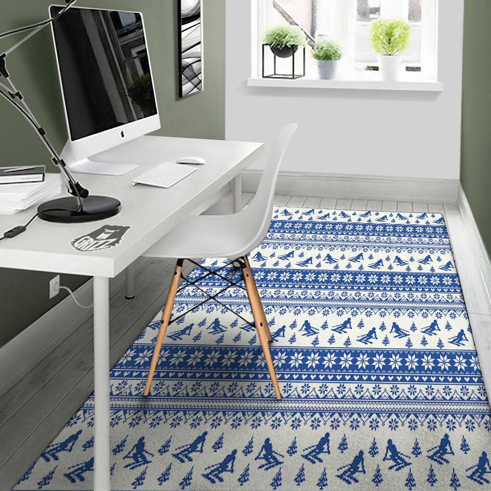 Knitting Winter Ski Print Pattern Floor Mat-grizzshop