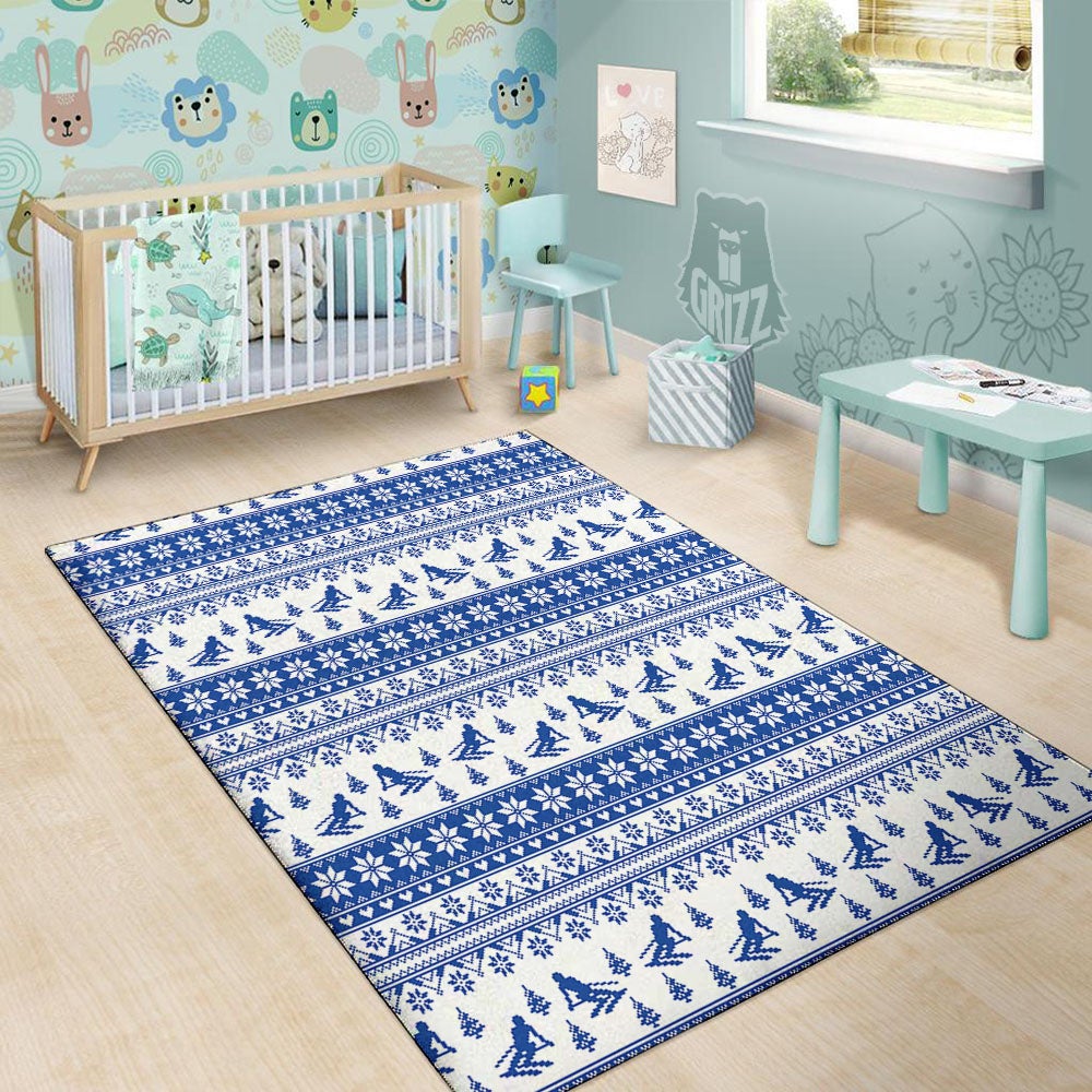Knitting Winter Ski Print Pattern Floor Mat-grizzshop