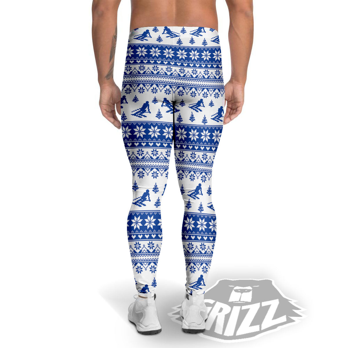Knitting Winter Ski Print Pattern Men's Leggings-grizzshop