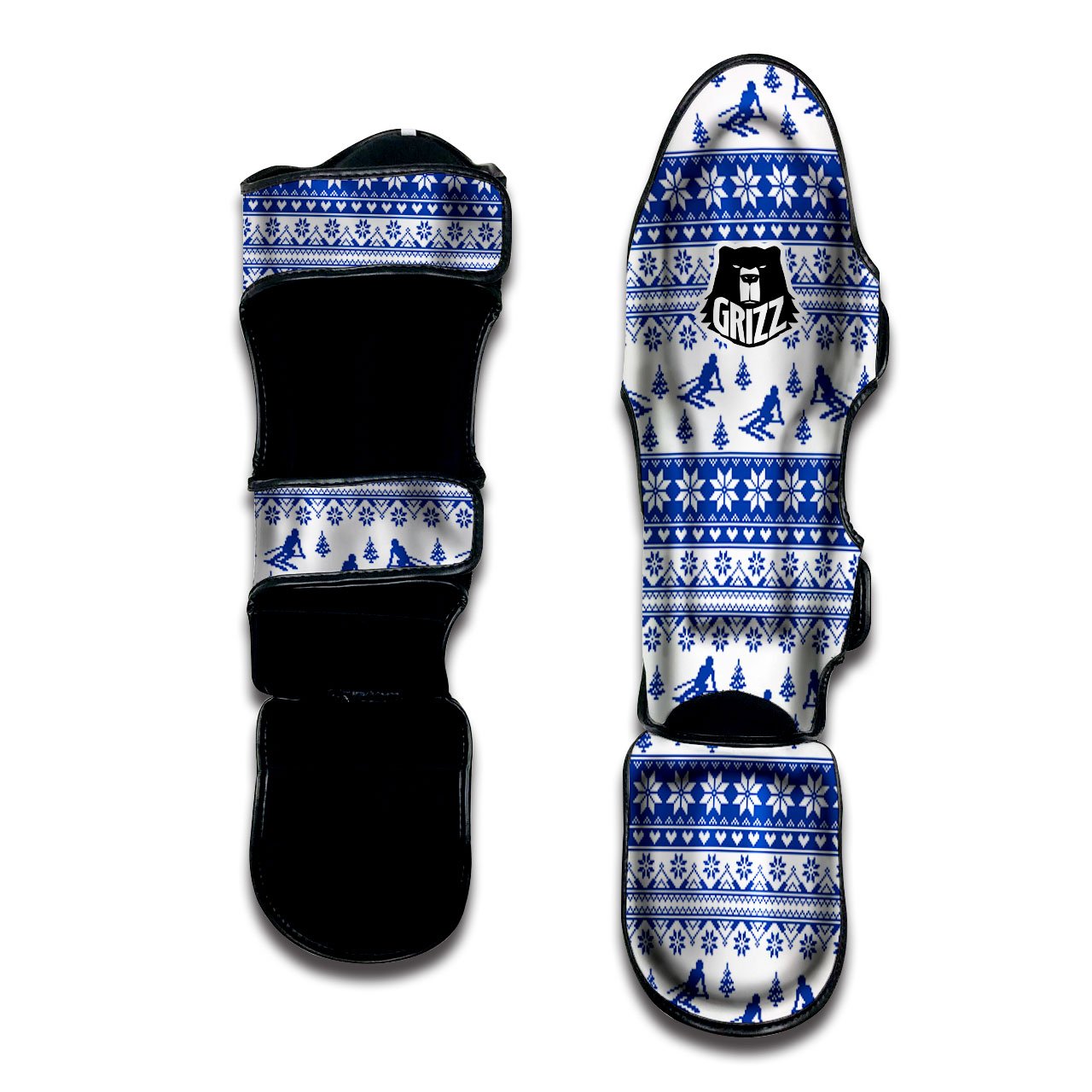 Knitting Winter Ski Print Pattern Muay Thai Shin Guards-grizzshop