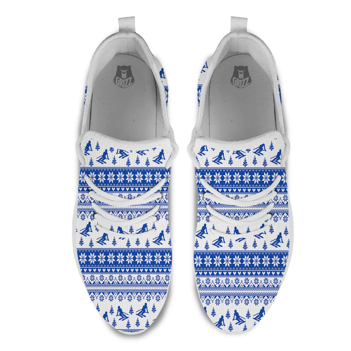 Knitting Winter Ski Print Pattern White Athletic Shoes-grizzshop