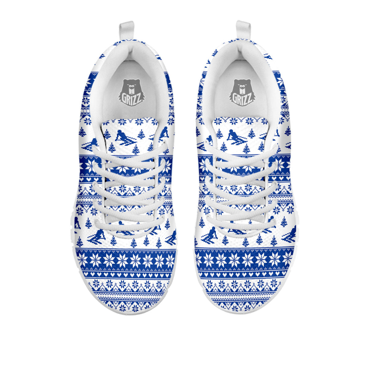 Knitting Winter Ski Print Pattern White Sneaker-grizzshop