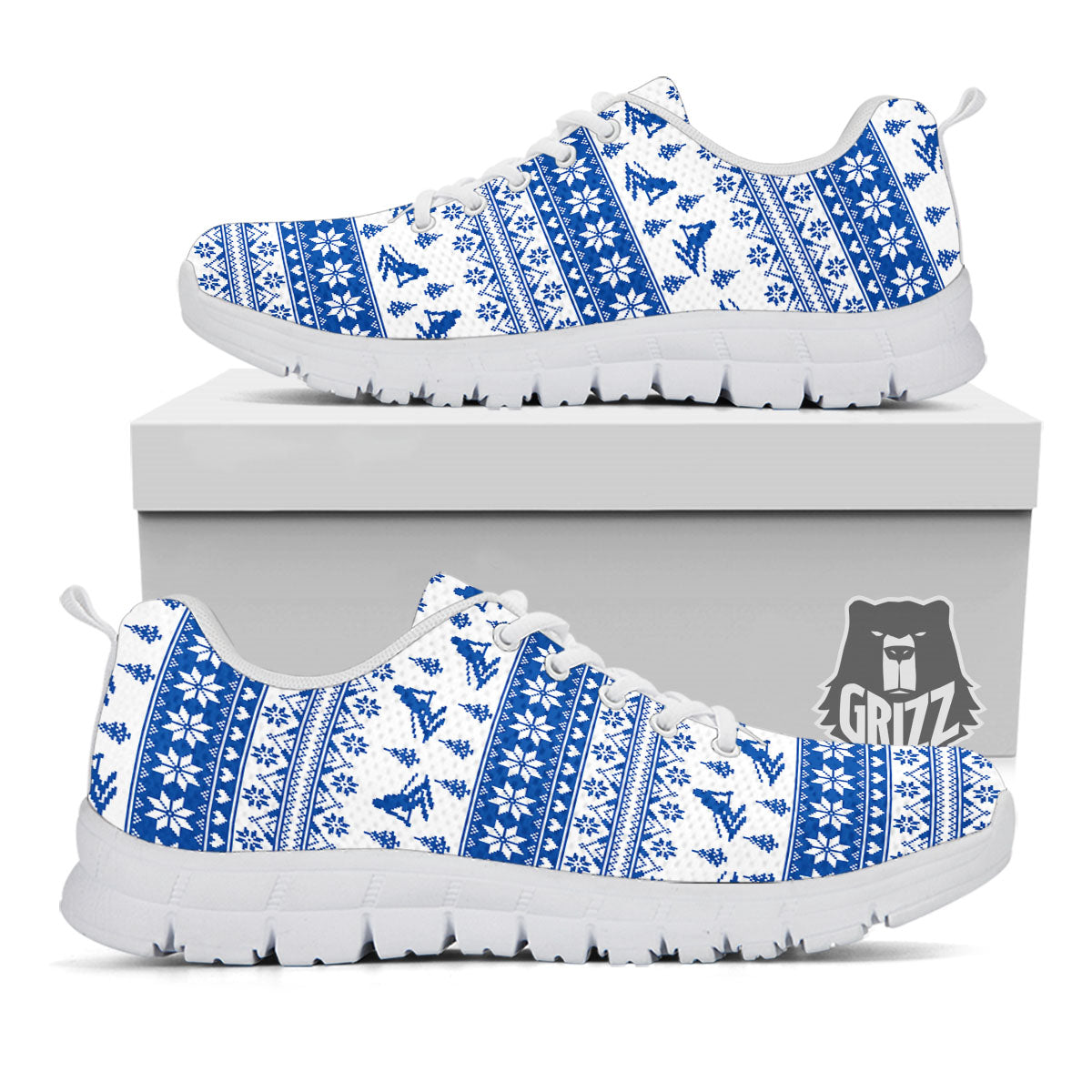 Knitting Winter Ski Print Pattern White Sneaker-grizzshop