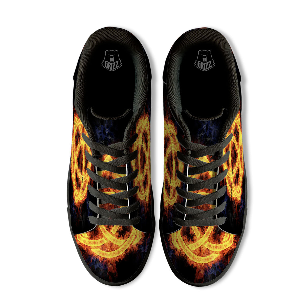 Knot Fire Celtic Print Black Low Top Sneakers-grizzshop