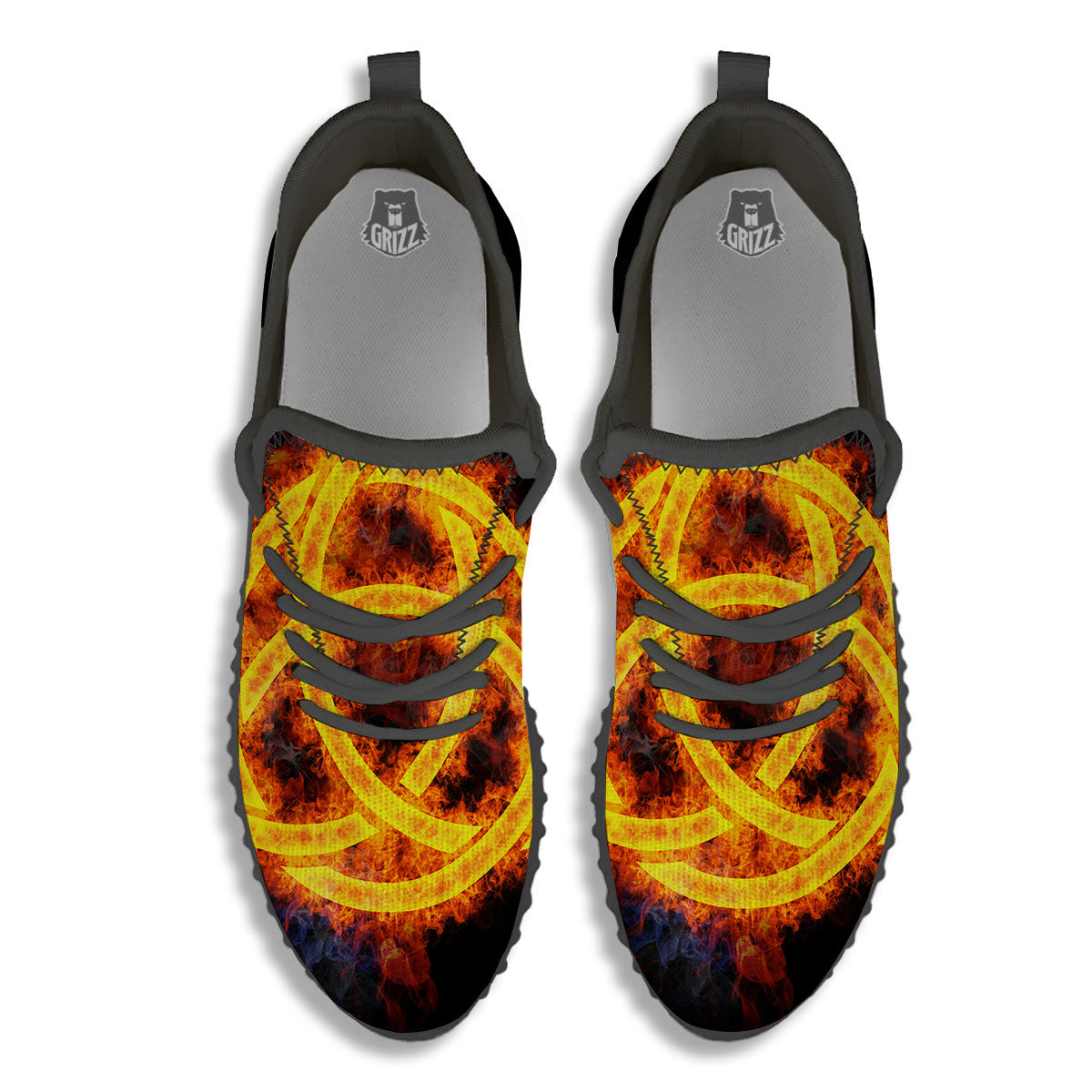 Knot Fire Celtic Print Black Walking Shoes-grizzshop