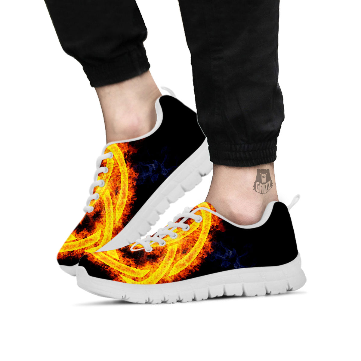 Knot Fire Celtic Print White Sneaker-grizzshop