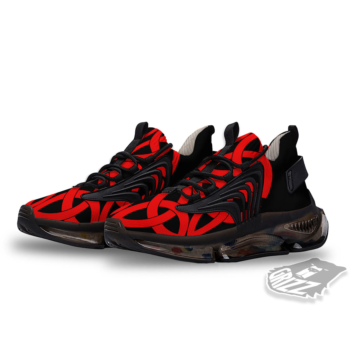 Knot Red Celtic Print Black Gym Shoes-grizzshop