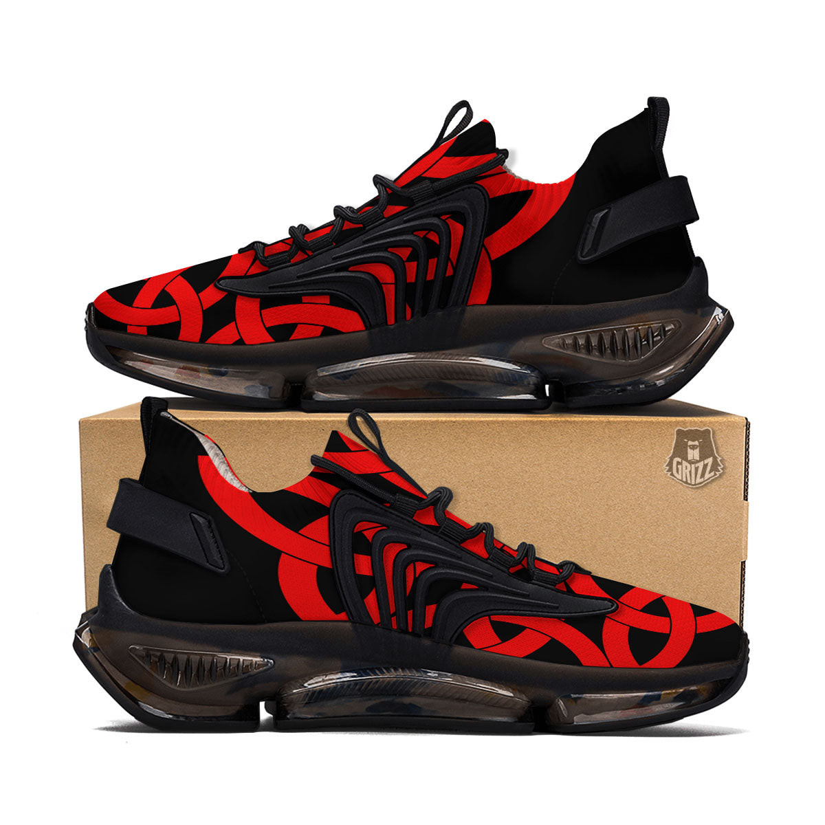 Knot Red Celtic Print Black Gym Shoes-grizzshop