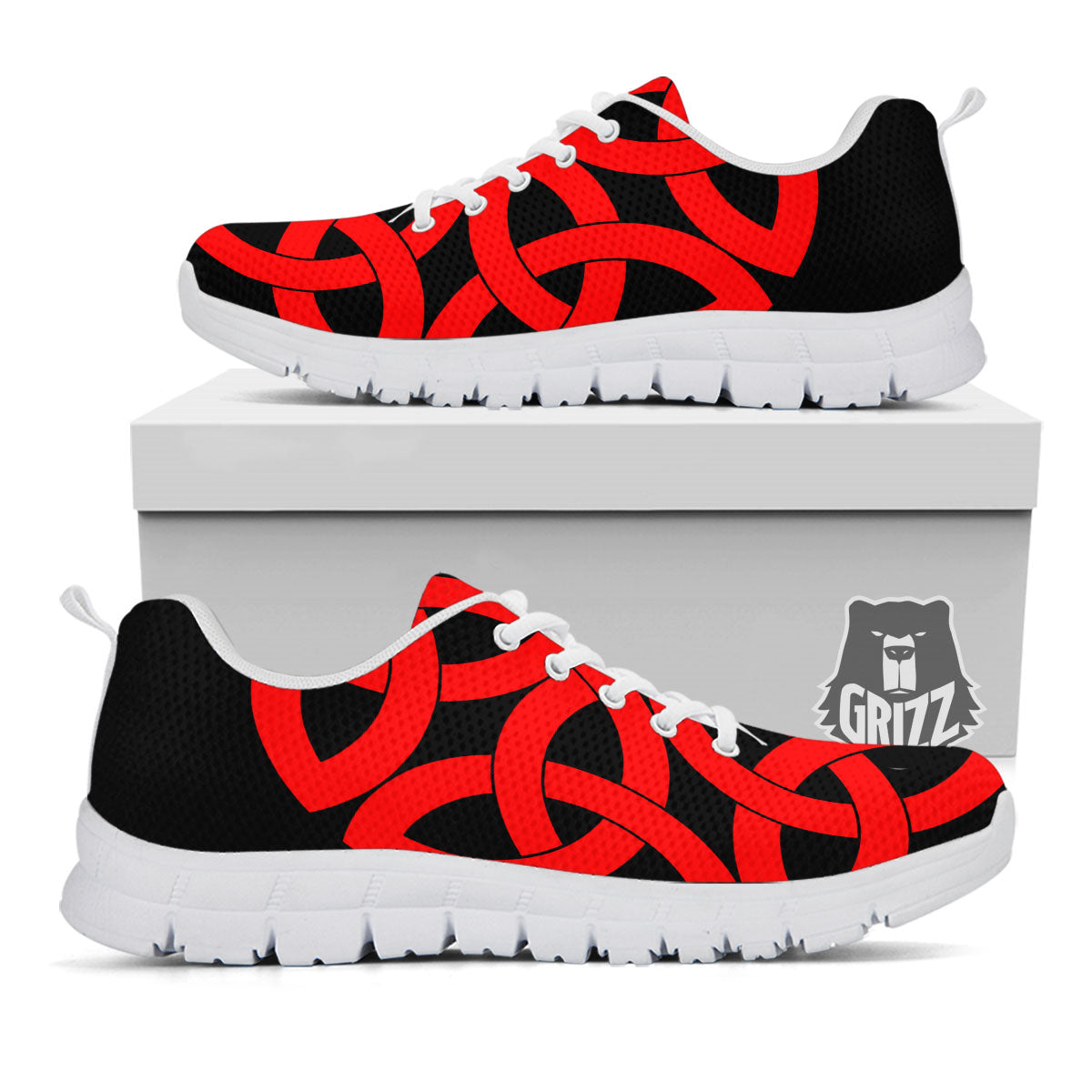 Knot Red Celtic Print White Sneaker-grizzshop