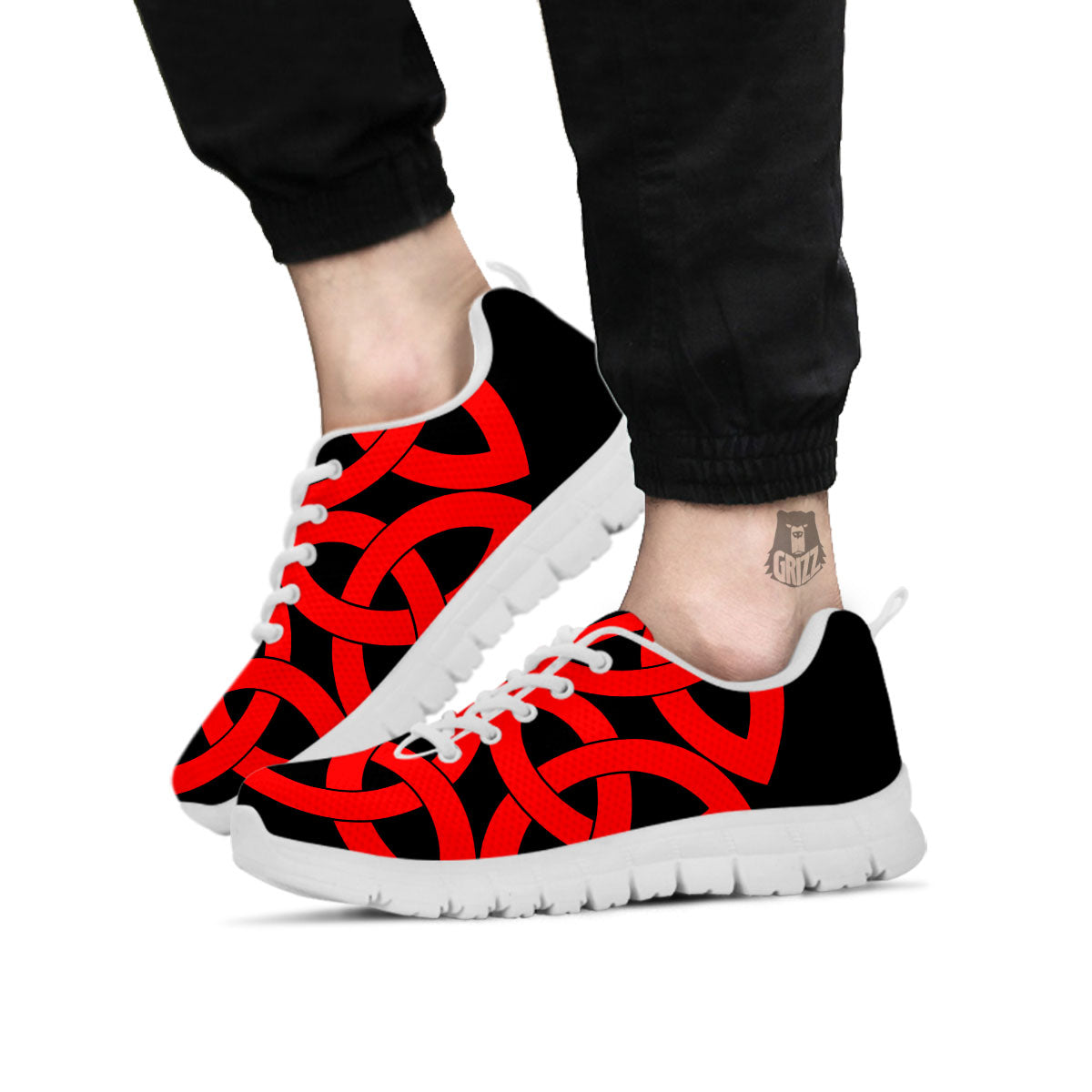 Knot Red Celtic Print White Sneaker-grizzshop