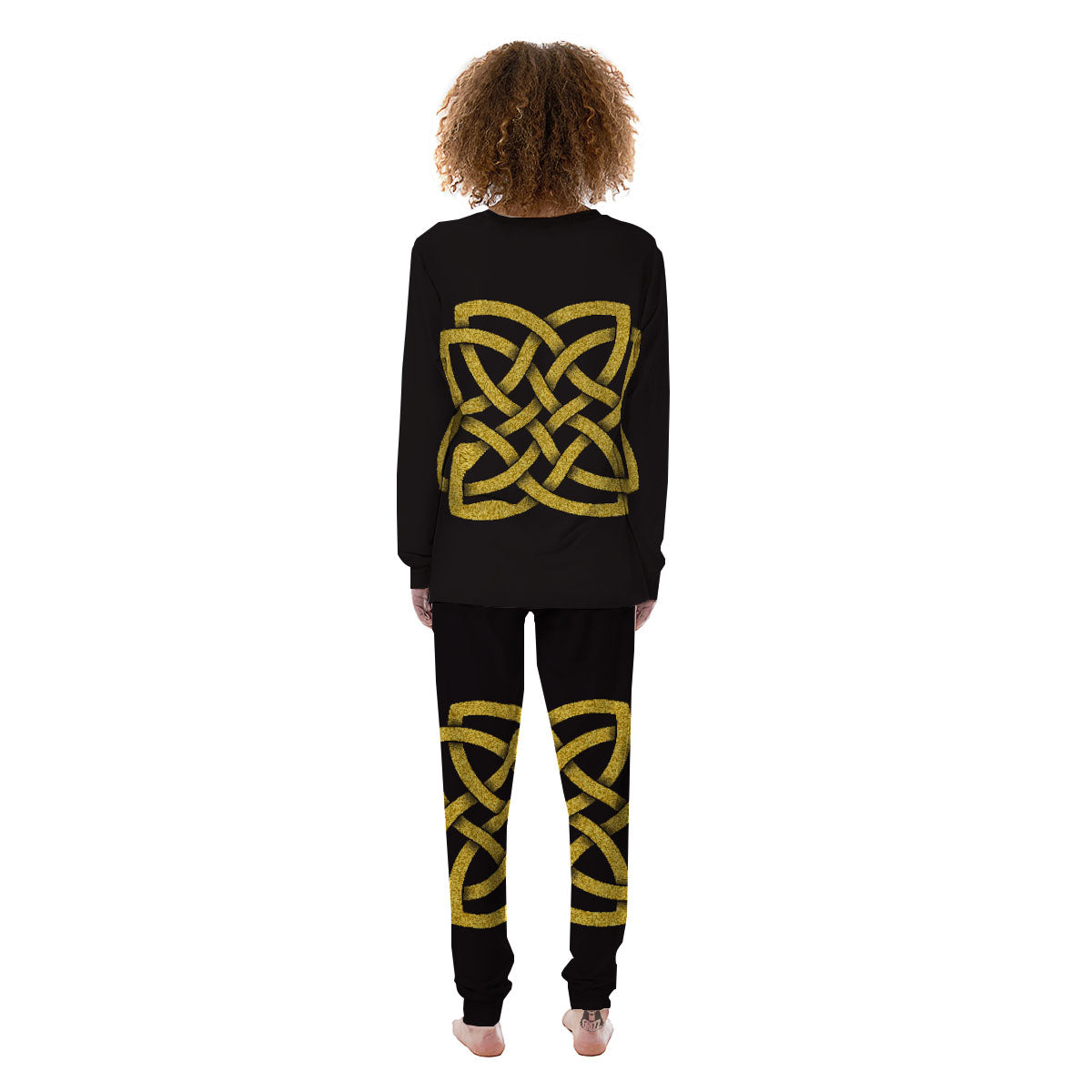 Knot Symbol Gold Celtic Print Women's Pajamas-grizzshop
