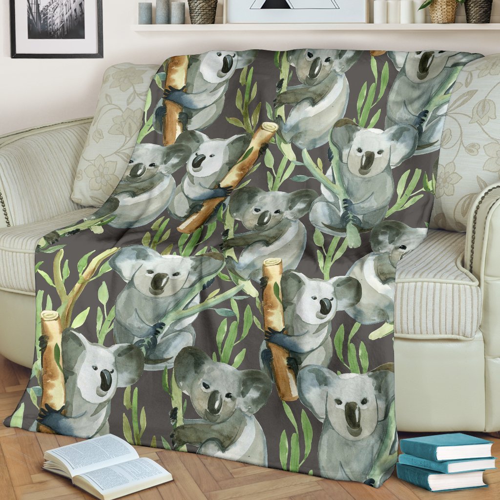 Koala Bamboo Pattern Print Blanket-grizzshop