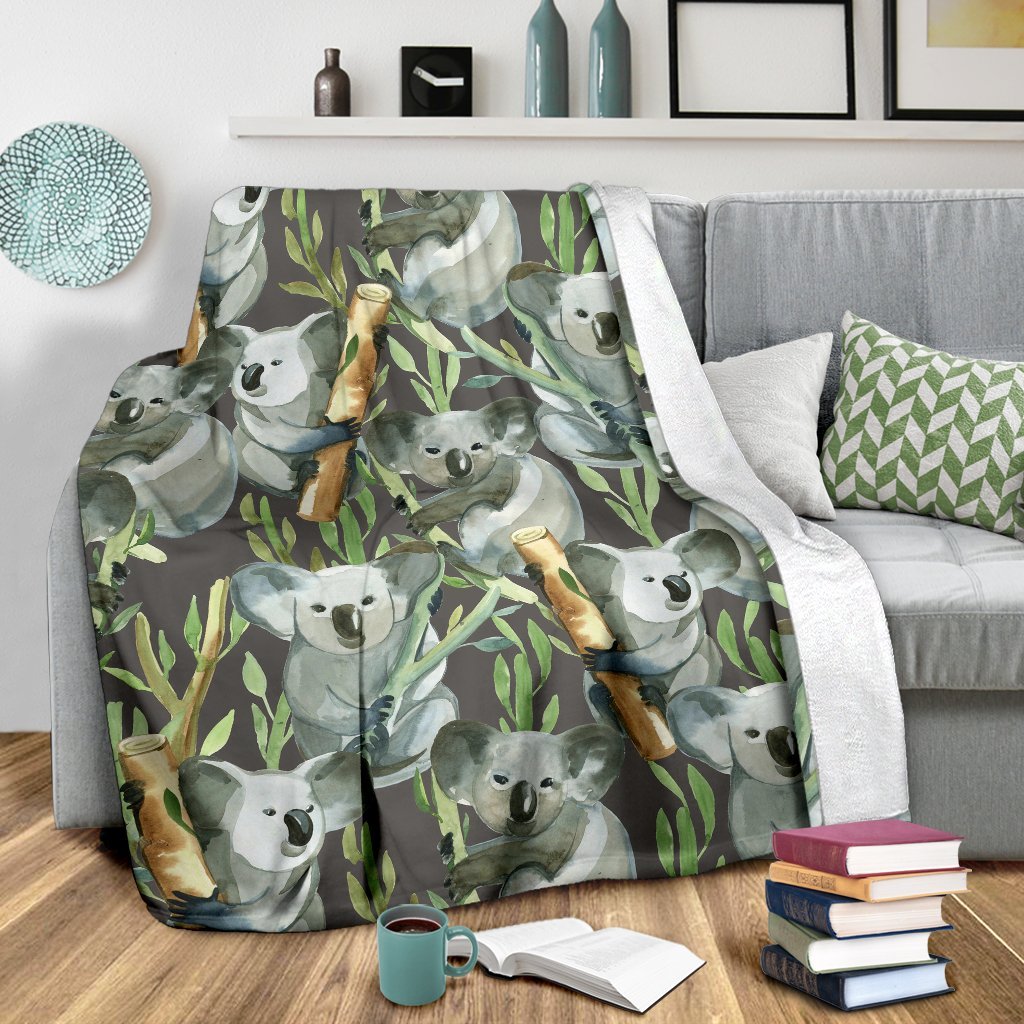 Koala Bamboo Pattern Print Blanket-grizzshop