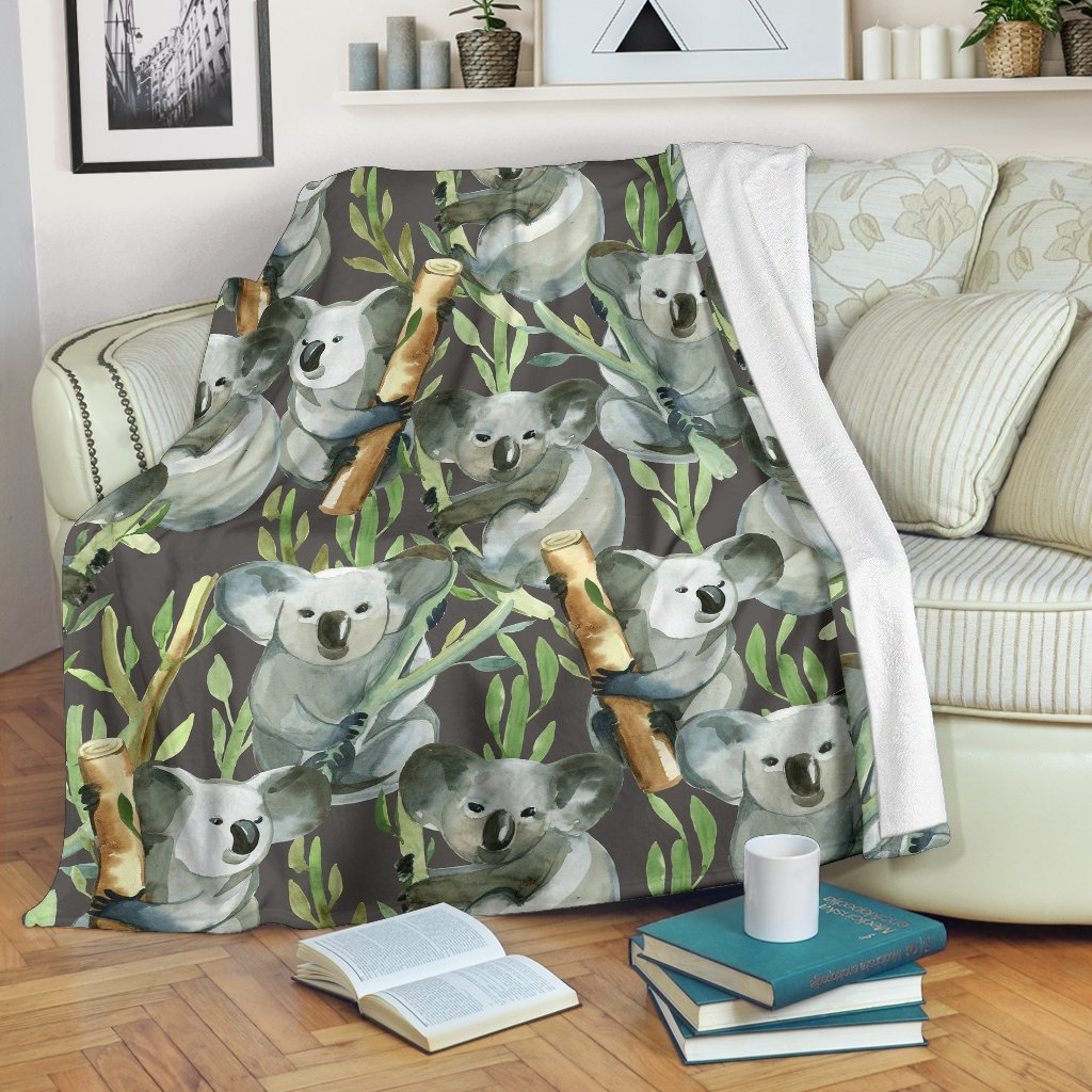 Koala Bamboo Pattern Print Blanket-grizzshop