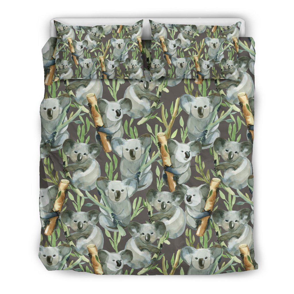 Koala Bamboo Pattern Print Duvet Cover Bedding Set-grizzshop