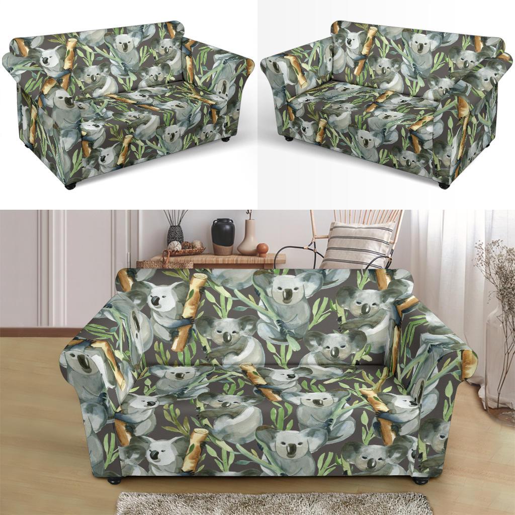 Koala Bamboo Pattern Print Loveseat Cover-grizzshop