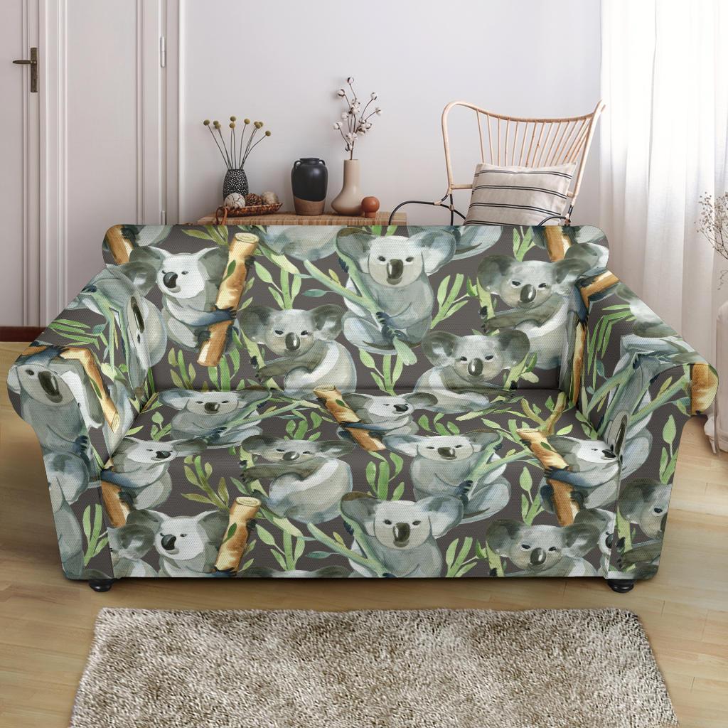 Koala Bamboo Pattern Print Loveseat Cover-grizzshop