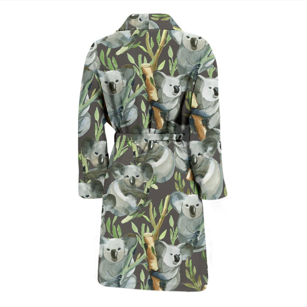 Koala Bamboo Pattern Print Men Long Robe-grizzshop