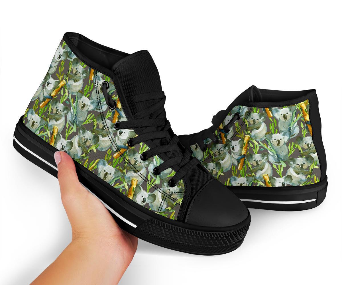 Koala Bamboo Pattern Print Men Women's High Top Shoes-grizzshop