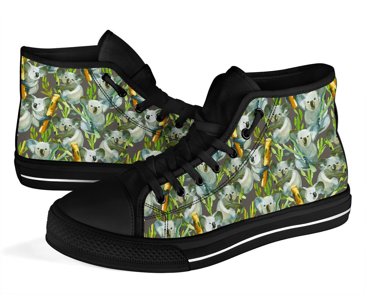 Koala Bamboo Pattern Print Men Women's High Top Shoes-grizzshop