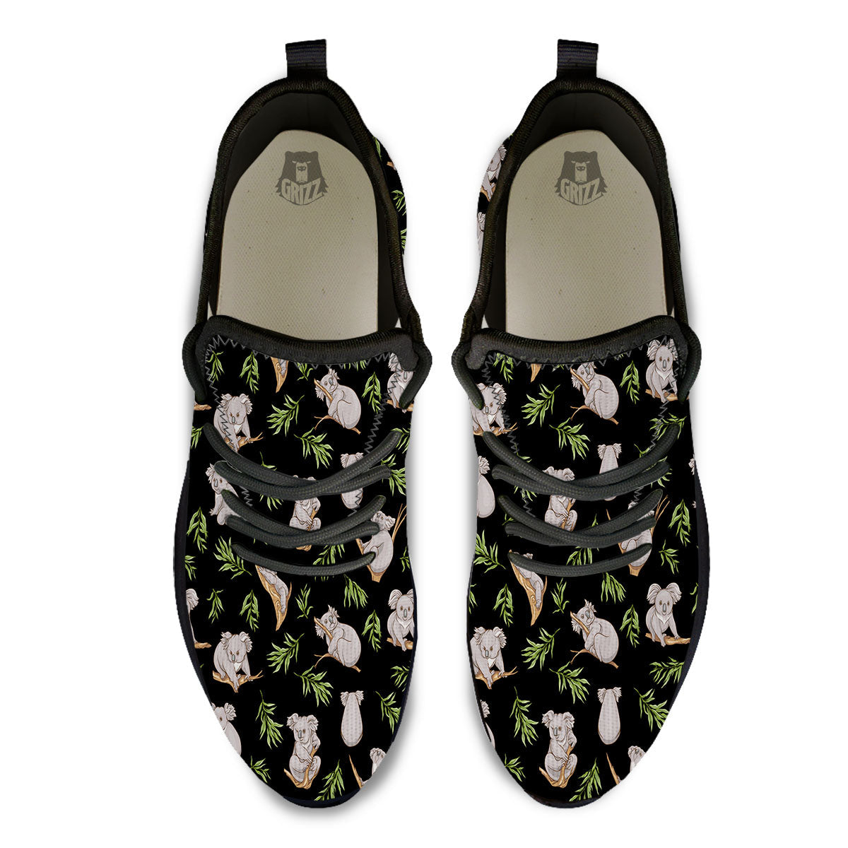 Koala Bear Black Print Pattern Black Athletic Shoes-grizzshop