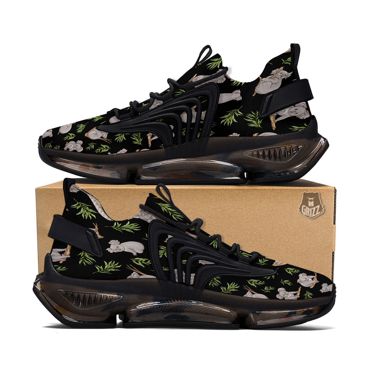 Koala Bear Black Print Pattern Black Gym Shoes-grizzshop