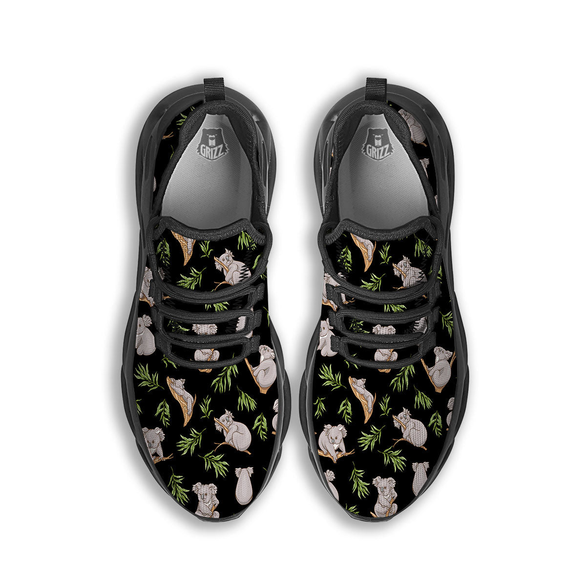 Koala Bear Black Print Pattern Black Running Shoes-grizzshop