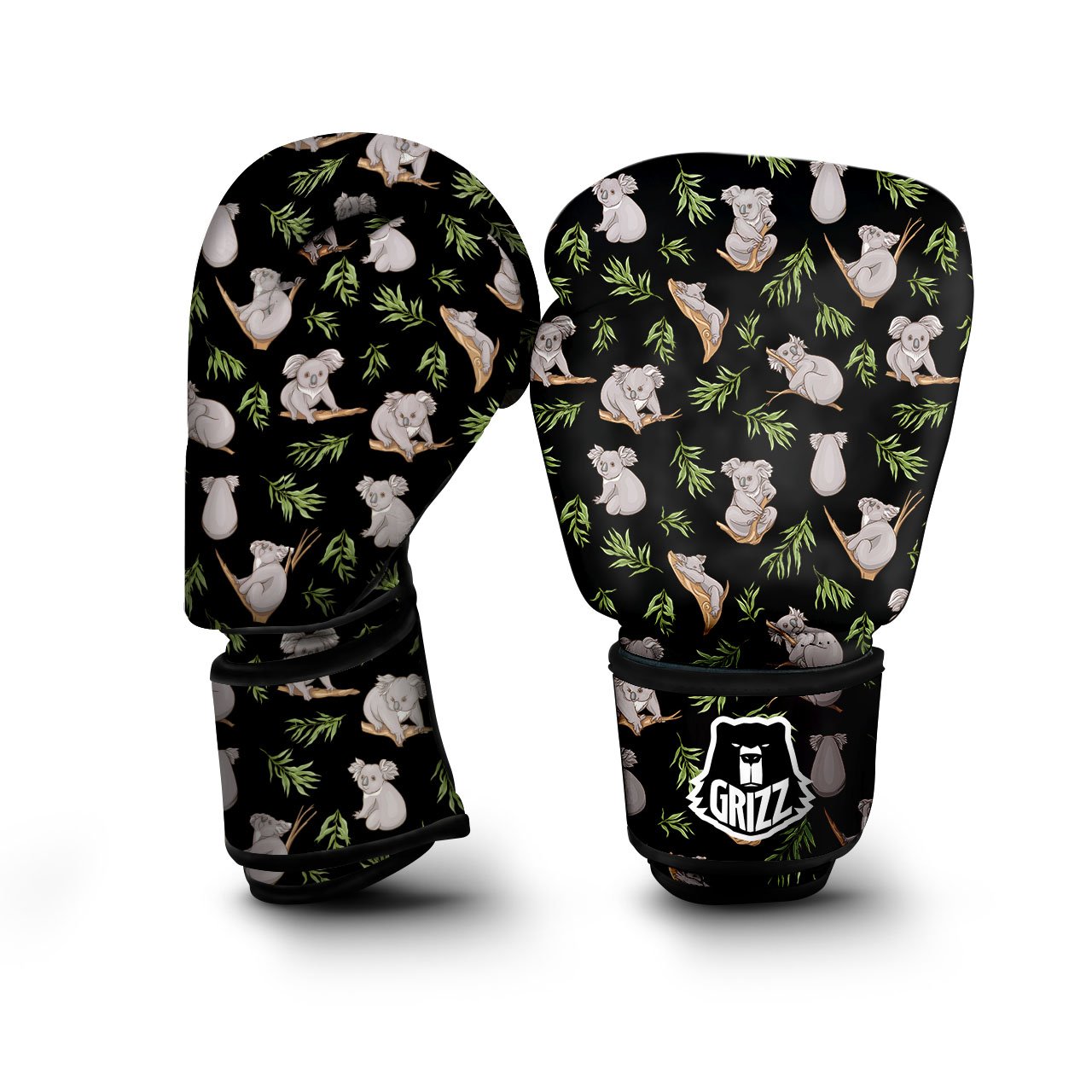 Koala Bear Black Print Pattern Boxing Gloves-grizzshop